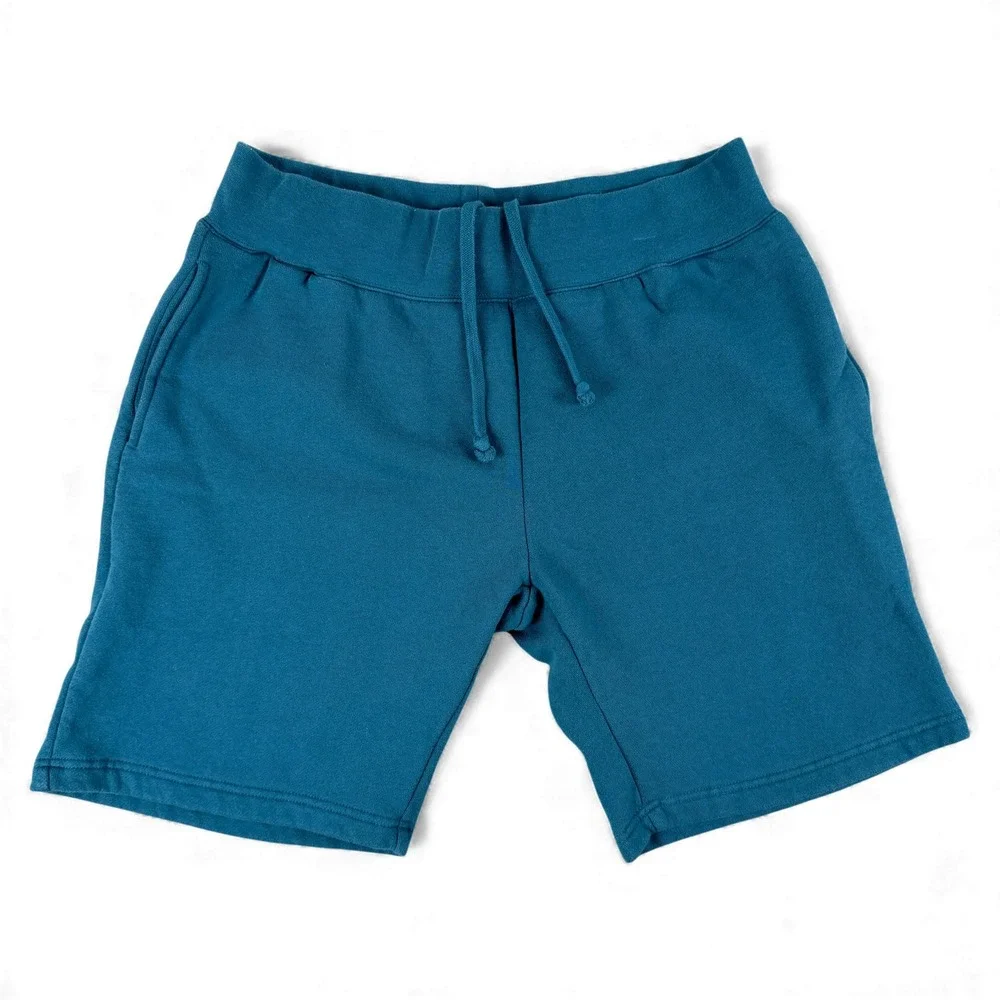Stussy Sweat Shorts Mens M Blue Teal Fleece Drawstring Pocket Casual Made in USA - Picture 1 of 9